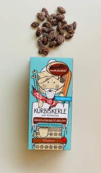 NEU und limitiert: Geröstete BIO-​Kürbiskerne veredelt mit Vollmilch Schokolade & Lebkuchen